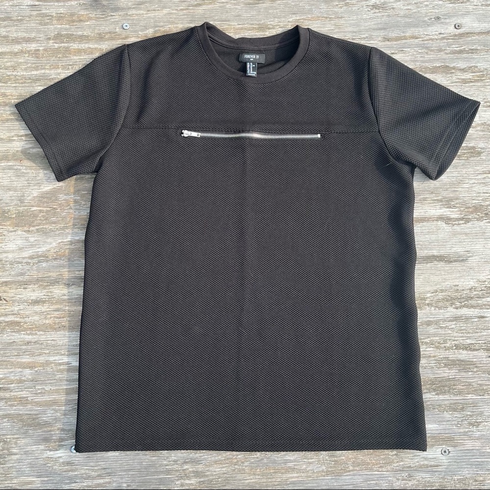 Zipper Accent Boxy Fashion Shirt